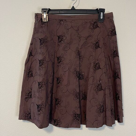 Vintage Dolled Up Brown Embroidered Mini Skirt Size Small - Picture 4 of 8